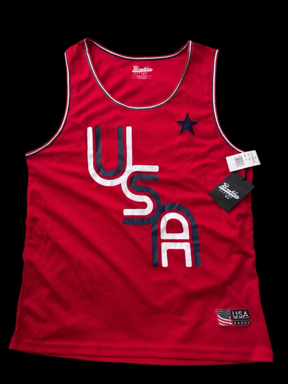 New men’s Brooklyn Cloth Red USA Graphic Tank Top medium